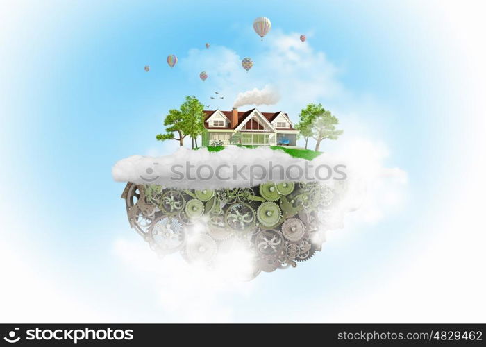 Eco healthy life. Conceptual image of eco friendly construction concept