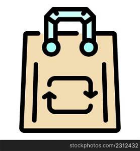 Eco recycle bag icon. Outline eco recycle bag vector icon color flat isolated. Eco recycle bag icon color outline vector