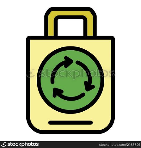 Eco recycling bag icon. Outline eco recycling bag vector icon color flat isolated. Eco recycling bag icon color outline vector