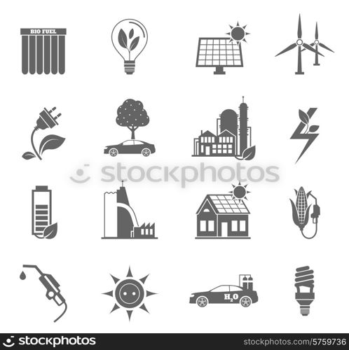 Eco water sun and wind energy icon black set isolated vector illustration. Eco Energy Icon