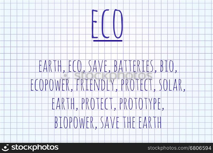 ECO word cloud written on a piece of paper