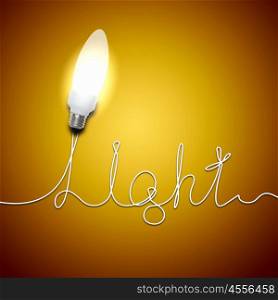 Ecology bulb light. Illustration of an electric light bulb with a word Light. Conceptual illustration