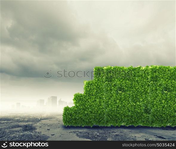 Ecology concept. Plant in shape of graph against white background