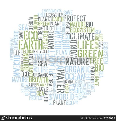 Ecology Earth concept word collage. Environmental poster design tempolate. Vector illustration, EPS8.
