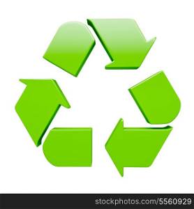 Ecology eco conservation recycling concept - green recycling symbol isolated on white background