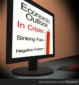 Economic Outlook On Monitor Showing Financial Forecasting Or Monetary Predictions