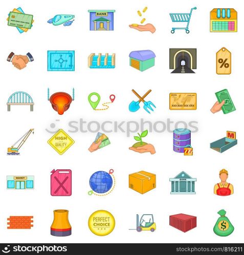 Economics icons set. Cartoon style of 36 economics vector icons for web isolated on white background. Economics icons set, cartoon style