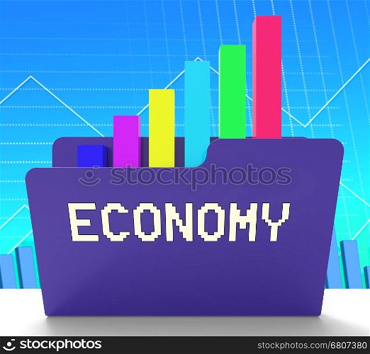 Economy File Graph Showing Macro Economics 3d Rendering