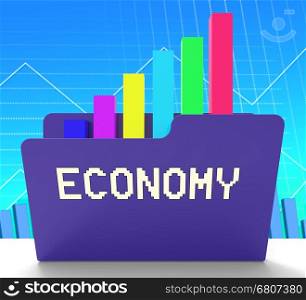 Economy File Graph Showing Macro Economics 3d Rendering