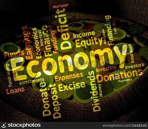 Economy Word Indicating Macro Economics And Economies