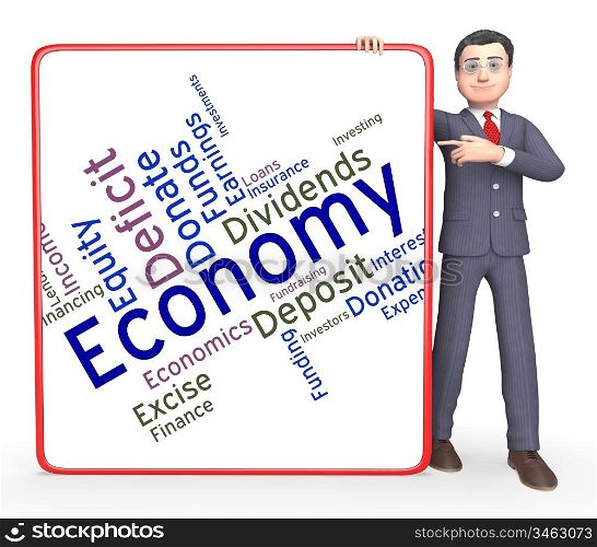 Economy Word Indicating Micro Economics And Economize