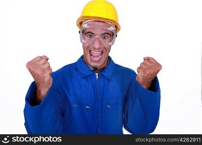 Ecstatic construction worker