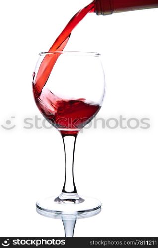 ed wine pouring into glass isolated