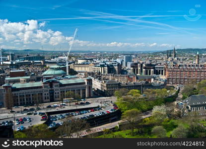 Edinburgh. aerial view of the old city of Edinburgh