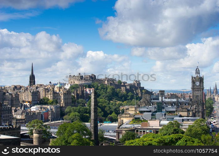 Edinburgh city from Calton Hill, Scotland, uk,