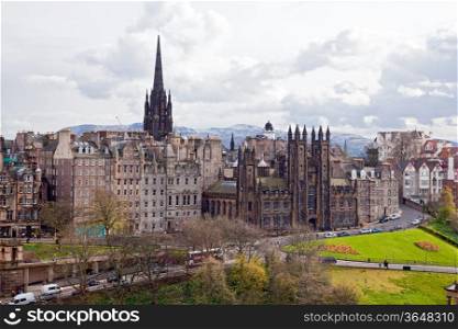 Edinburgh Cityscape with Scott Monument Scotland UK