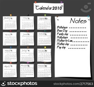 Editable calendar for desktop; Vector illustration