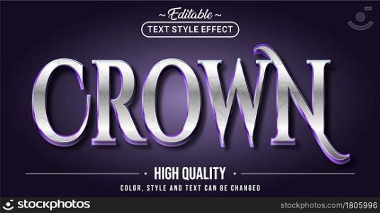 Editable text style effect - Crown text style theme. Graphic Design Element.