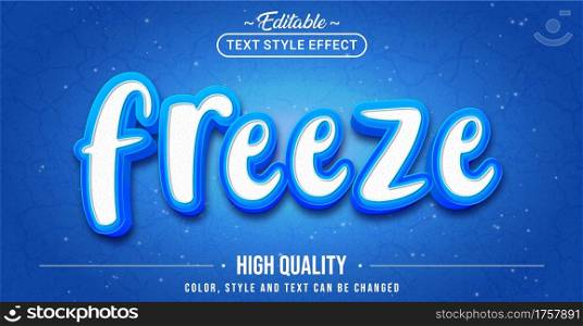 Editable text style effect - Freeze text style theme. Graphic Design Element.