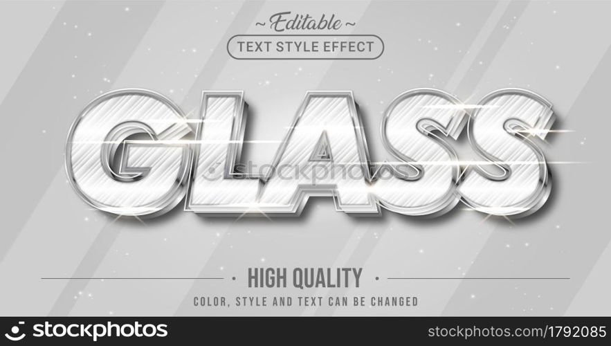 Editable text style effect - Glass text style theme. Graphic Design Element.