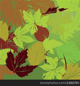 Editable vector seamless repeating leaf background texture