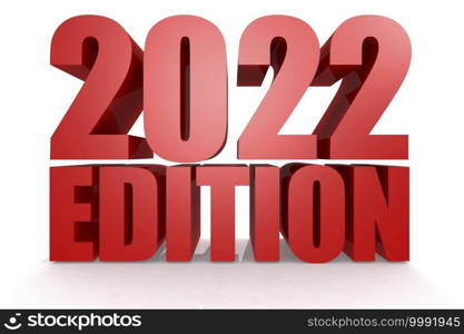 Edition 2022 word with isolated background, 3d rendering
