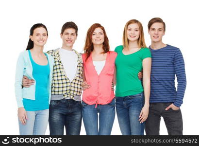 education and people concept - group of smiling students standing