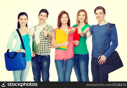 education and people concept - group of smiling students standing