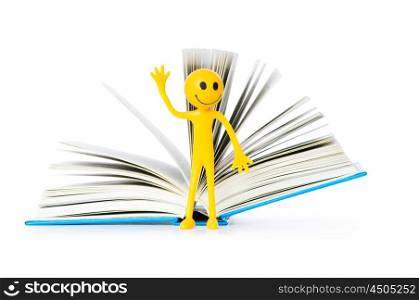 Education concept - books and smilie on white