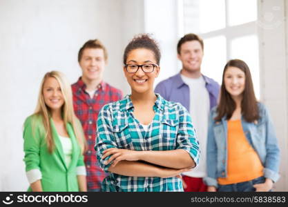 education concept - group of students at school