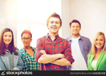 education concept - group of students at school. group of students at school