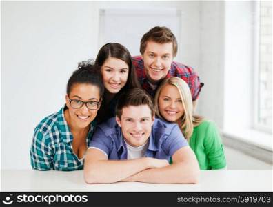 education concept - group of students at school. group of students at school