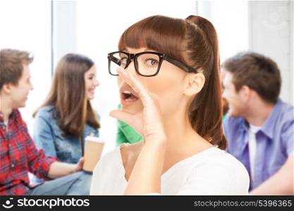 education concept - student girl gossiping at school