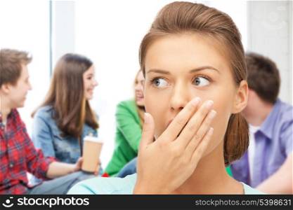 education concept - terrified student girl at school