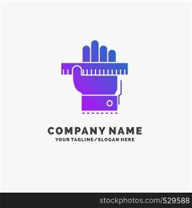 Education, hand, learn, learning, ruler Purple Business Logo Template. Place for Tagline.. Vector EPS10 Abstract Template background
