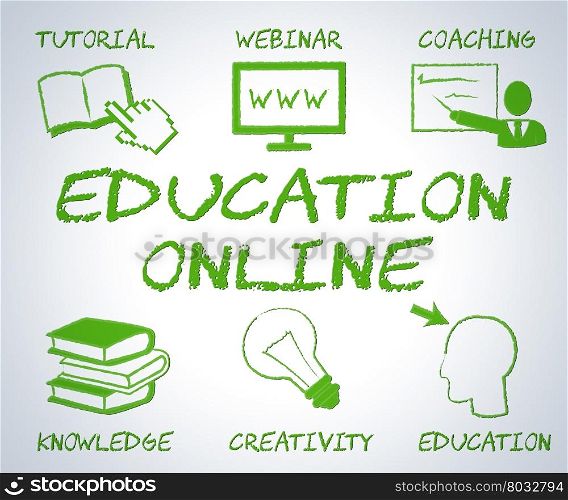 Education Online Indicating Web Site And Searching