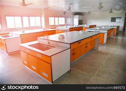 Education room laboratory electricity or scientific lab learning and teaching practice classroom modern