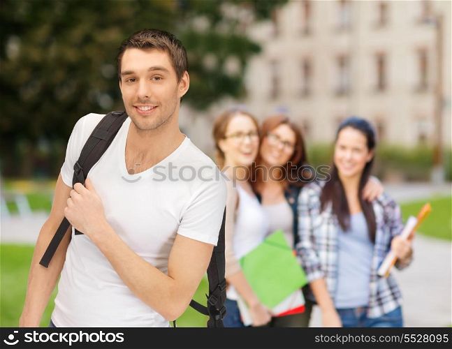 education, school and vacation concept - travelling student with backpack