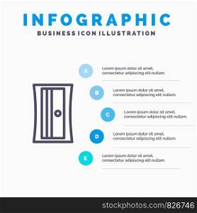 Education, Sharpener, Tool Line icon with 5 steps presentation infographics Background