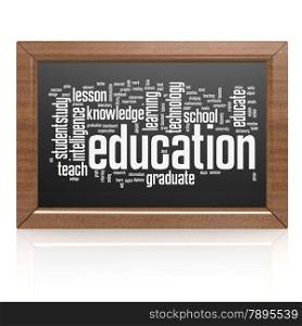Education word on blackboard. Blank blackboard