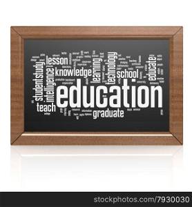 Education word on blackboard. Blank blackboard