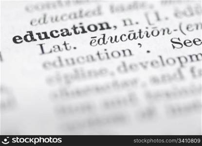 Eduction in English Dictionary. Shallow dof focus on education in English dictionary.