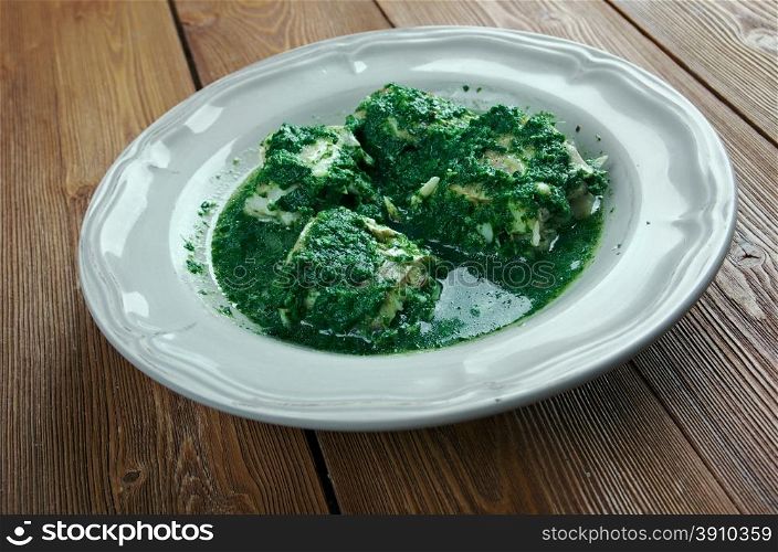 Eel in the Green - Paling in t groen . Flemish regional dish.