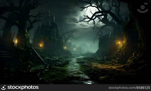 Eerie Forest: A Haunting Nightfall Scene