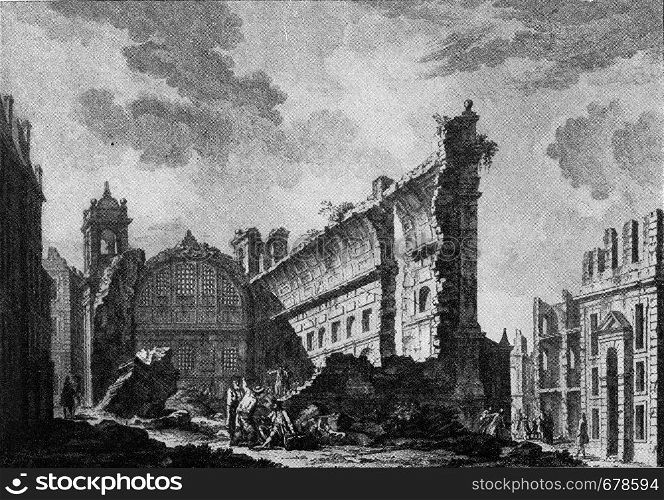 Effects of a big earthquake, Lisbon 1755, vintage engraved illustration. From the Universe and Humanity, 1910.