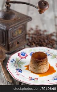 Egg custard with coffee made with fresh produce