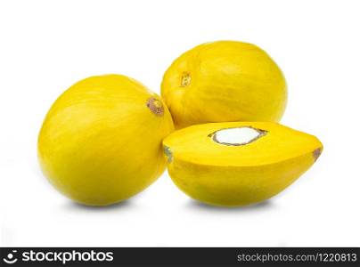 Egg fruit or canistel at white background, Scientific name pouteria campechiana