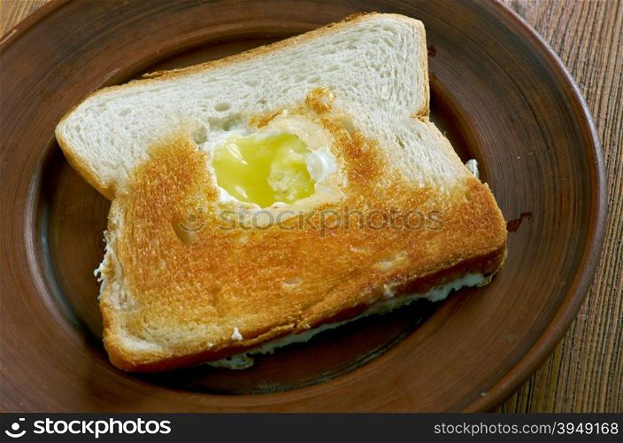 Egg in the basket - egg fried in a hole of a slice of bread.