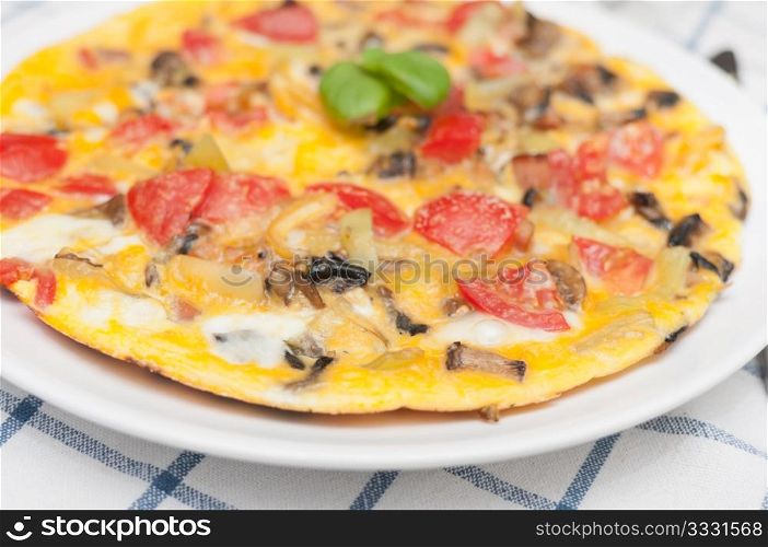 Egg Omelette With Tomatoes, Pepper, Mushrooms