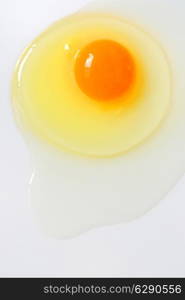 Egg yolk closeup on white, top view